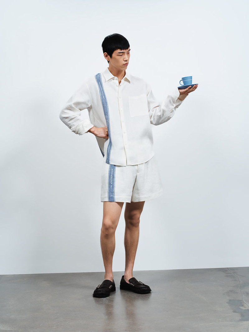 MENS SHIRT IN OFF WHITE & BLUE 5