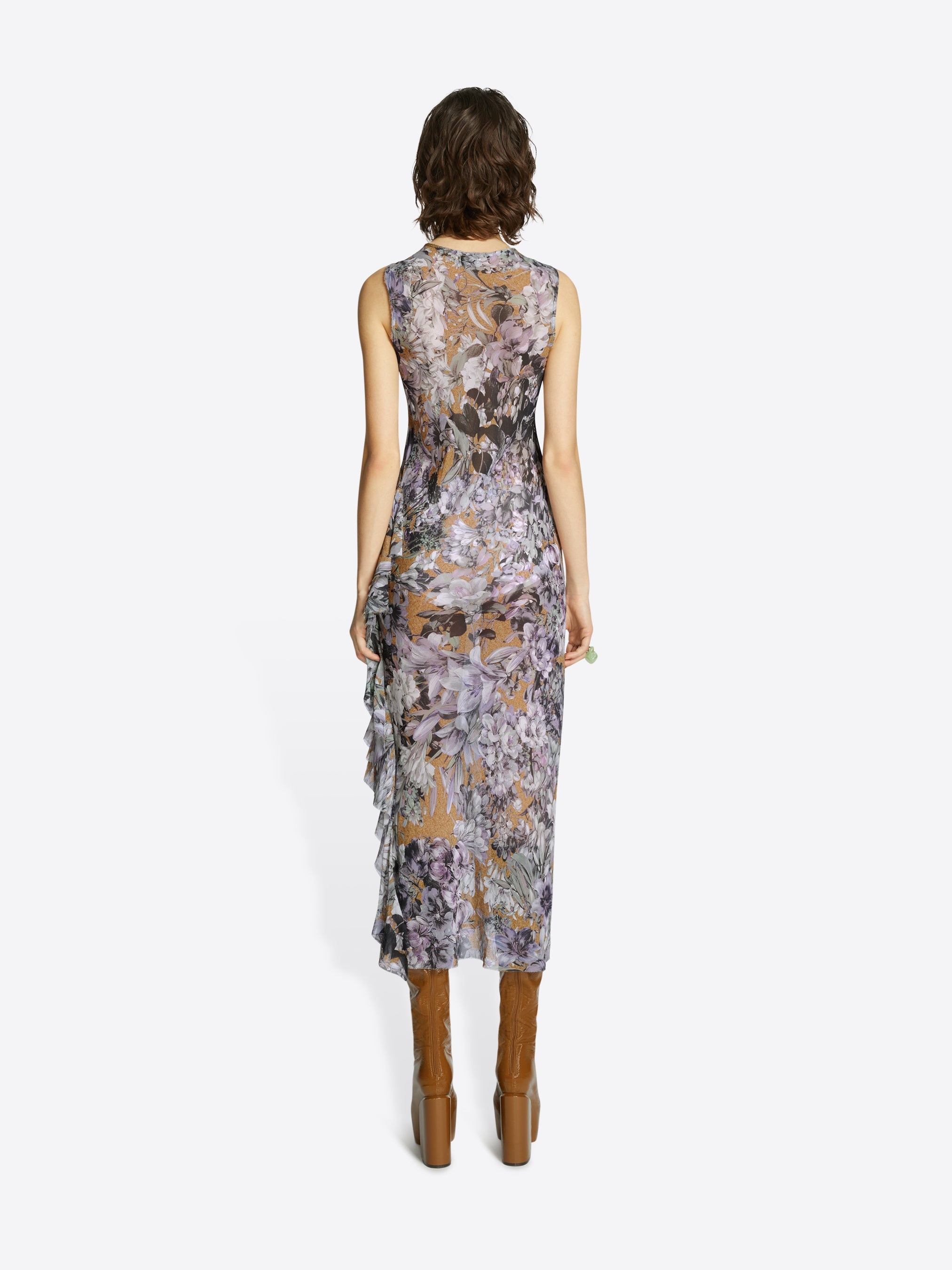 RUFFLE SILK DRESS - 4