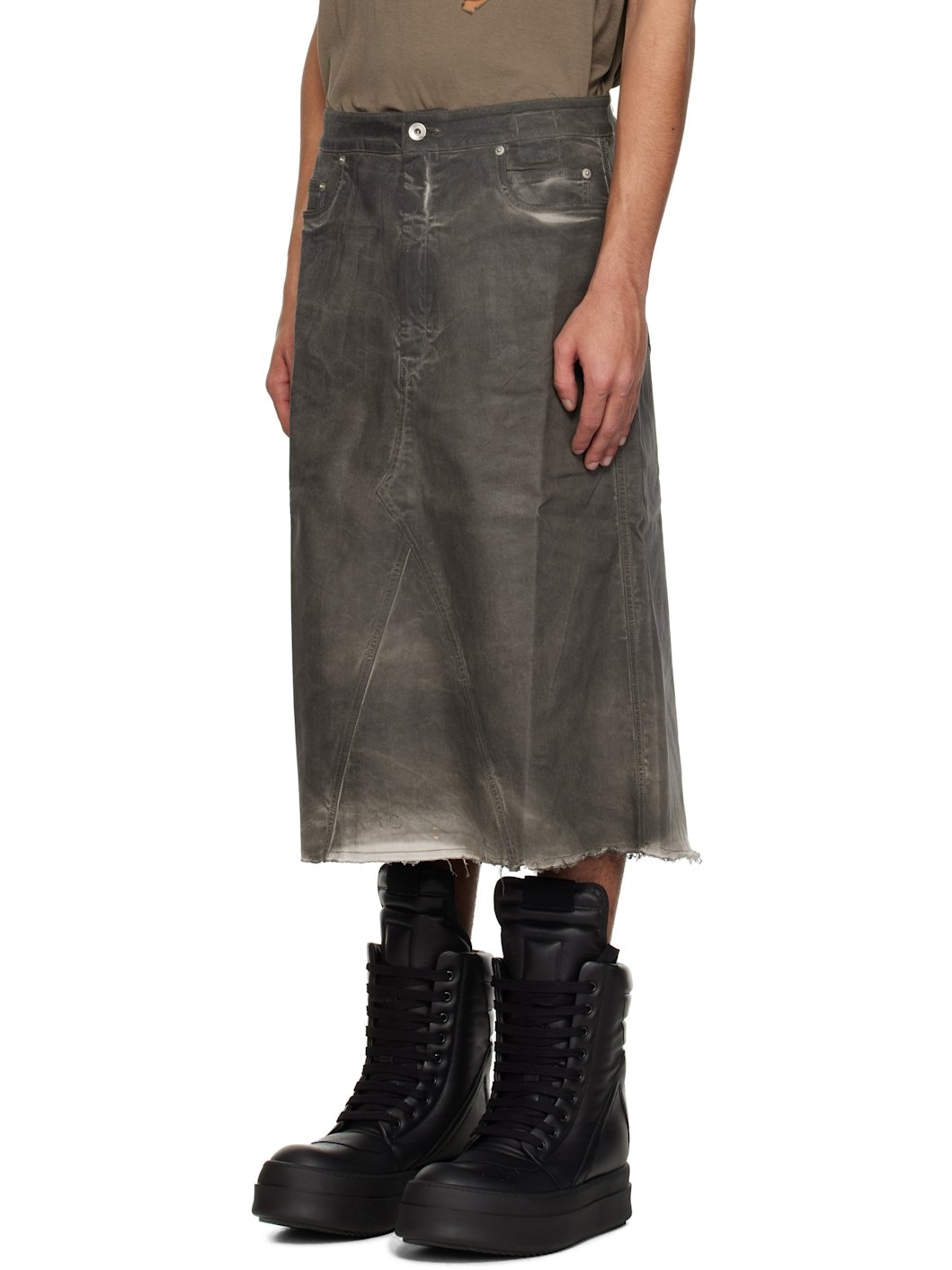 Gray Hollywood Godet Denim Midi Skirt - 4