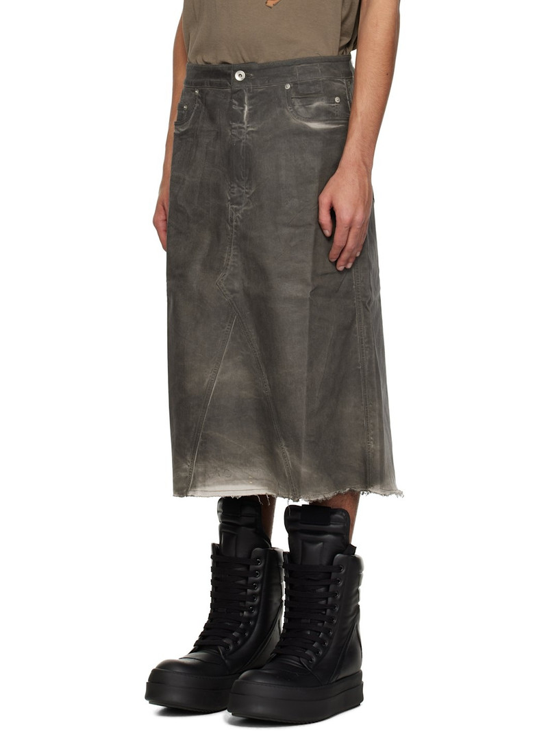 Rick Owens DRKSHDW Gray Hollywood Godet Denim Midi Skirt outlook
