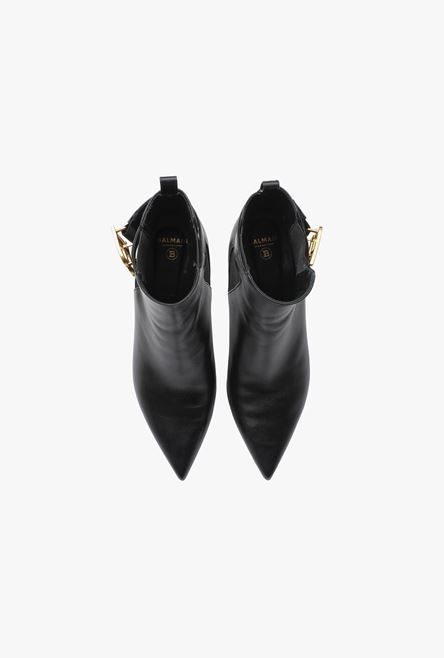 Black leather Salomé ankle boots - 3