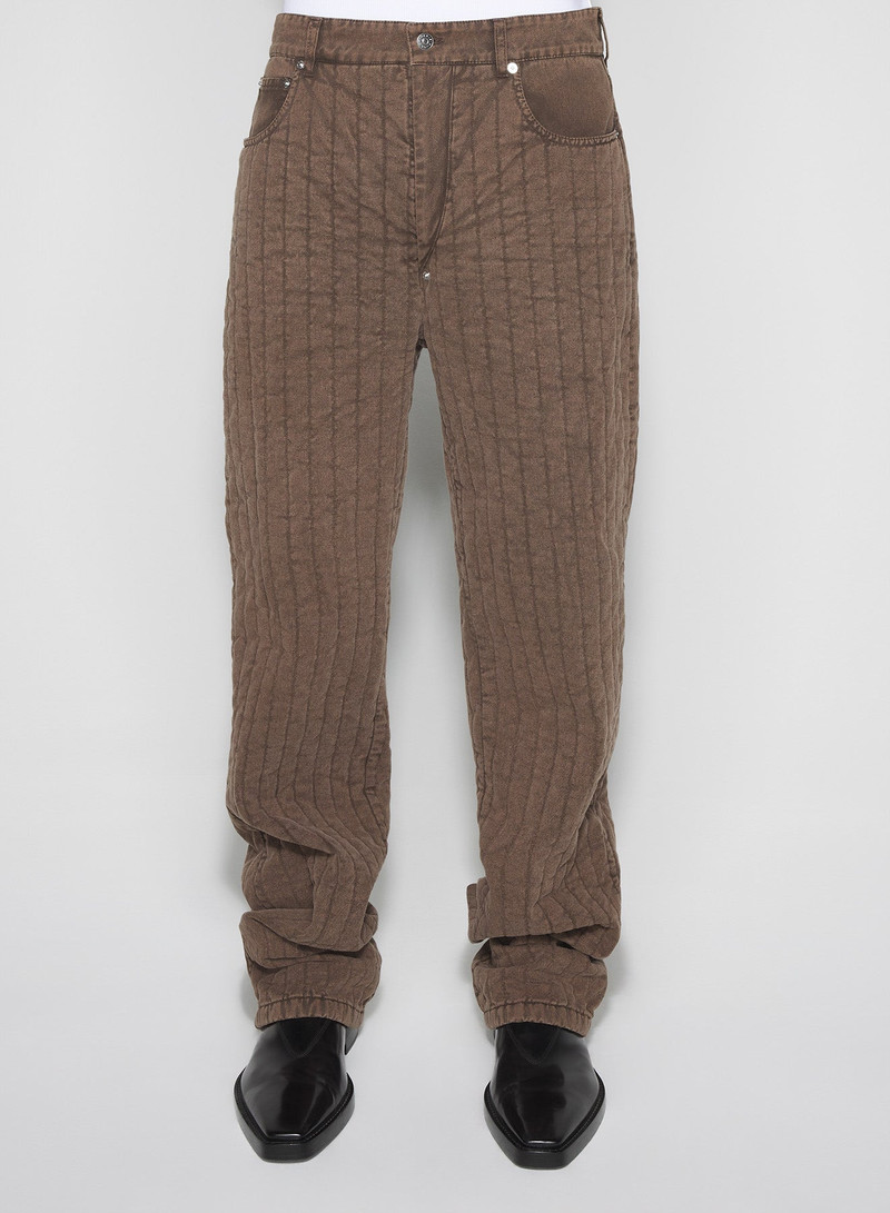 brown straight quilted pants 1