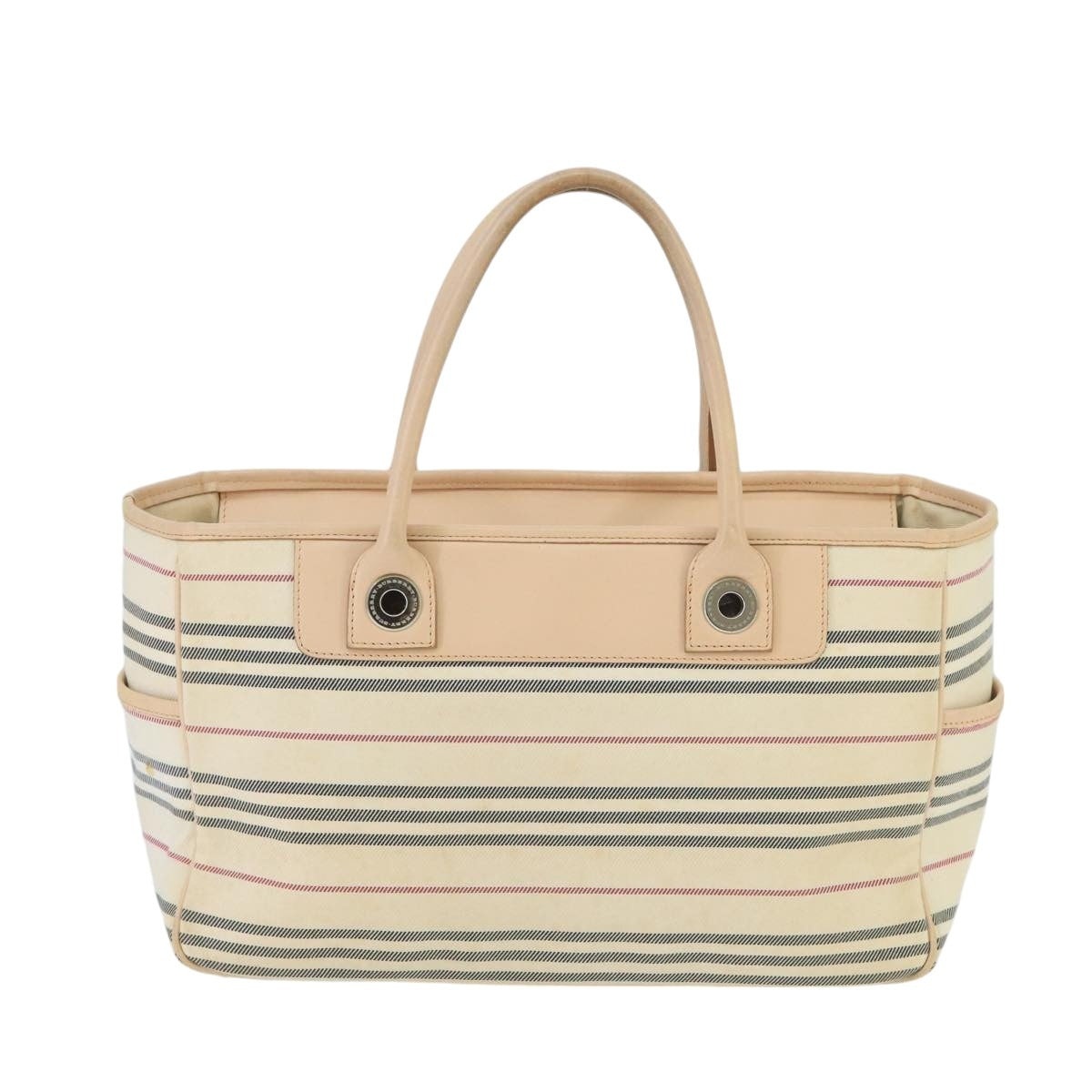Burberry Tote Bag Canvas Leather Beige Ivory Silver - 2