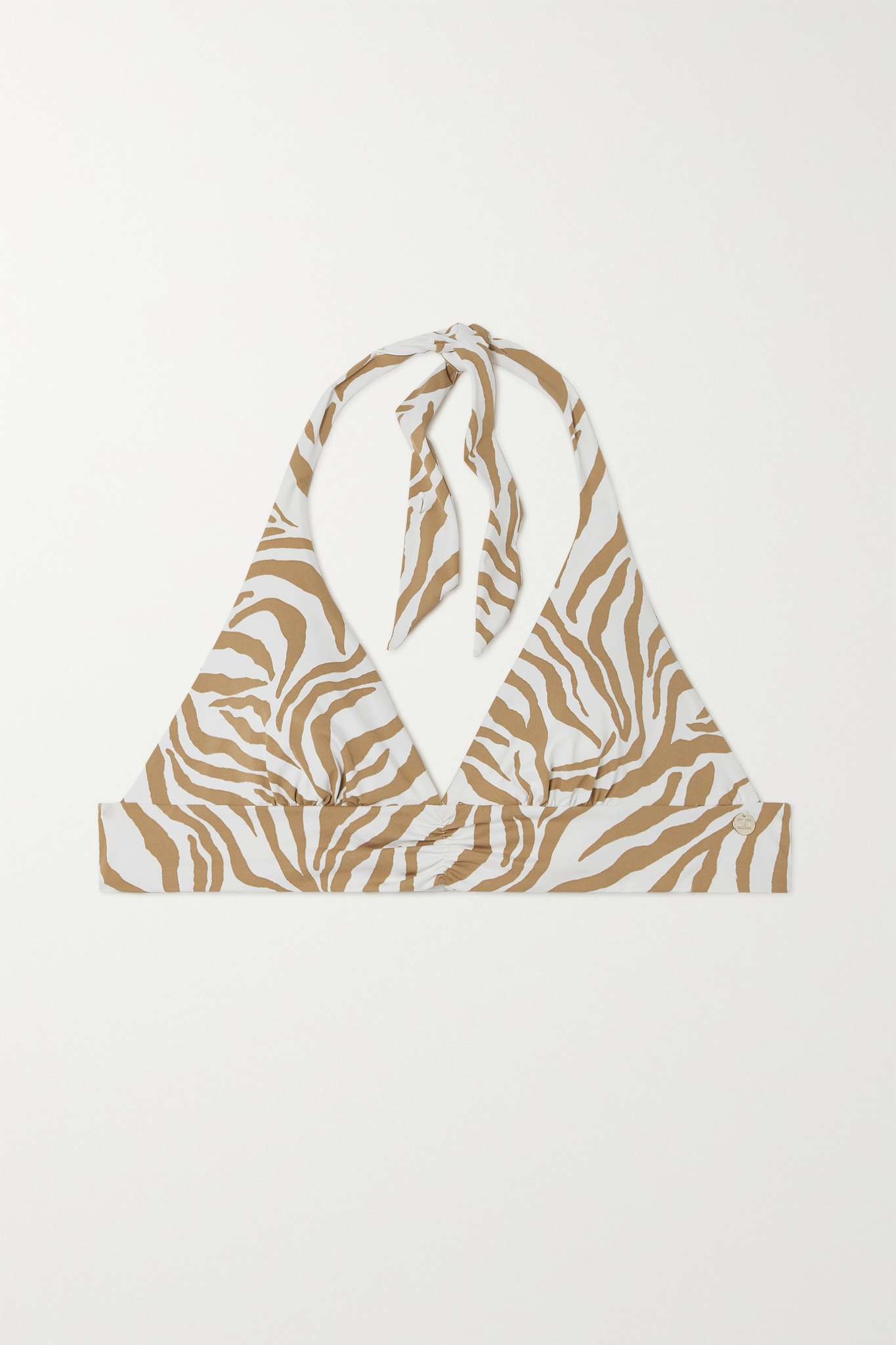 Alberta zebra-print triangle halterneck bikini top - 1