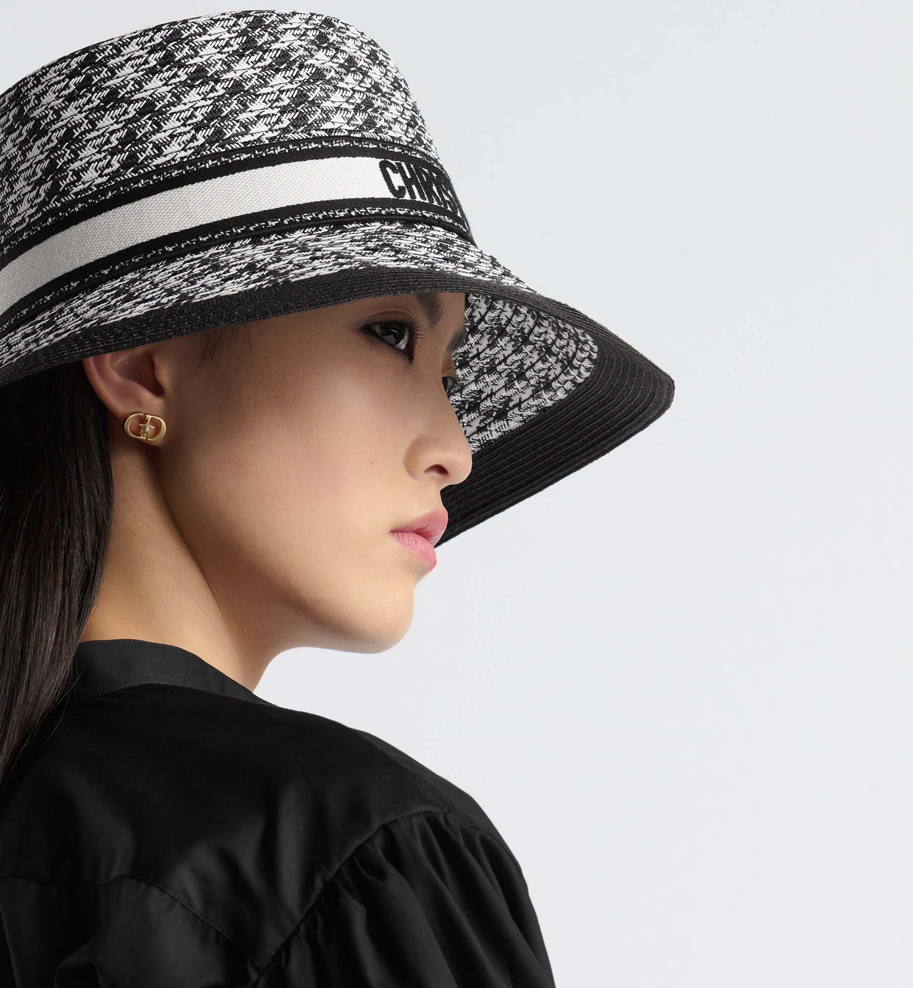 Dior D-Bobby Houndstooth Large Brim Hat | REVERSIBLE