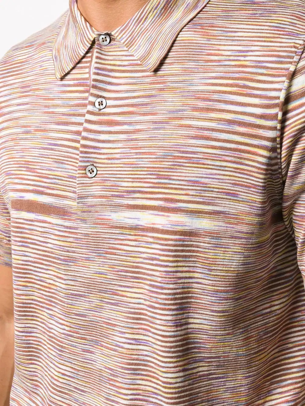 striped pattern cotton polo - 5