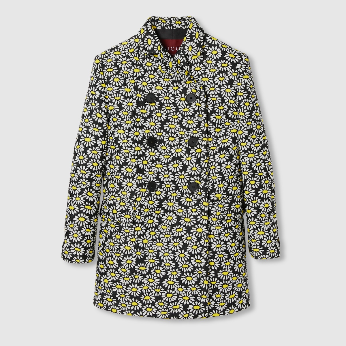 Floral crêpe double-breasted coat - 1