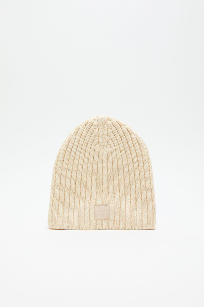 Knitted beanie - Oatmeal melange - 1
