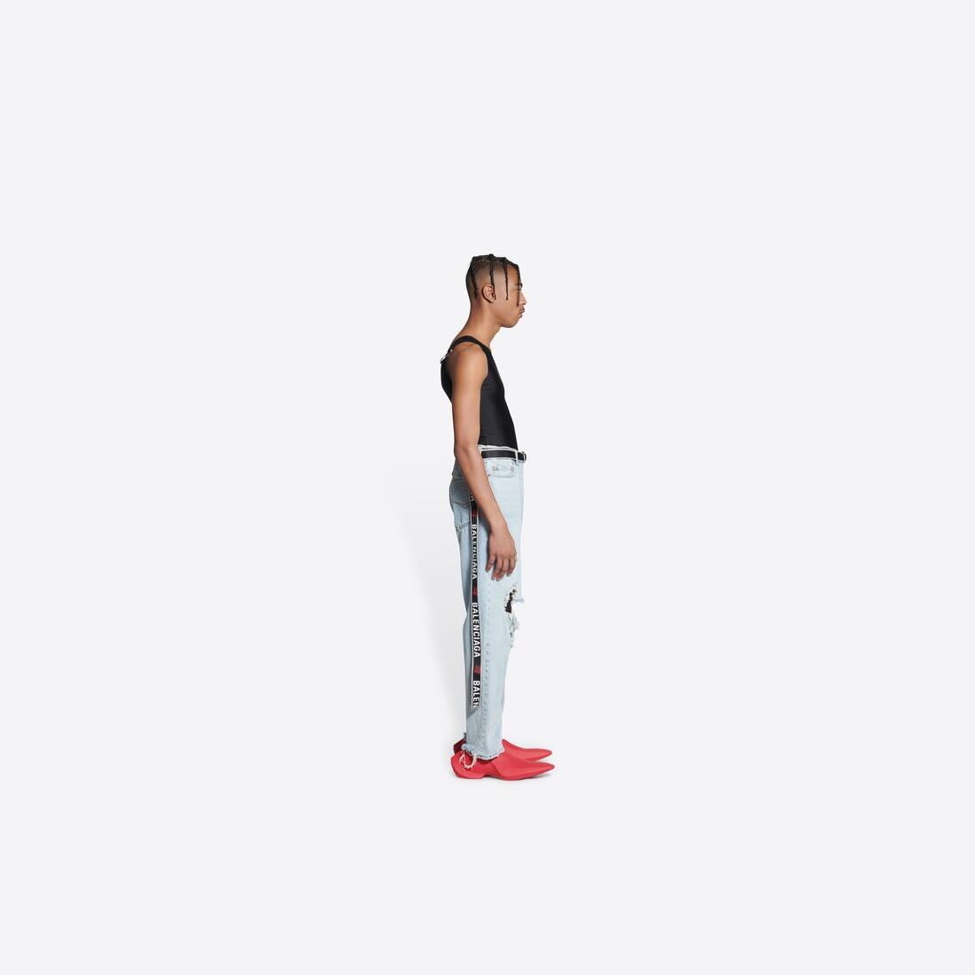 Men's Destroyed Skater Jeans in Blue - 4
