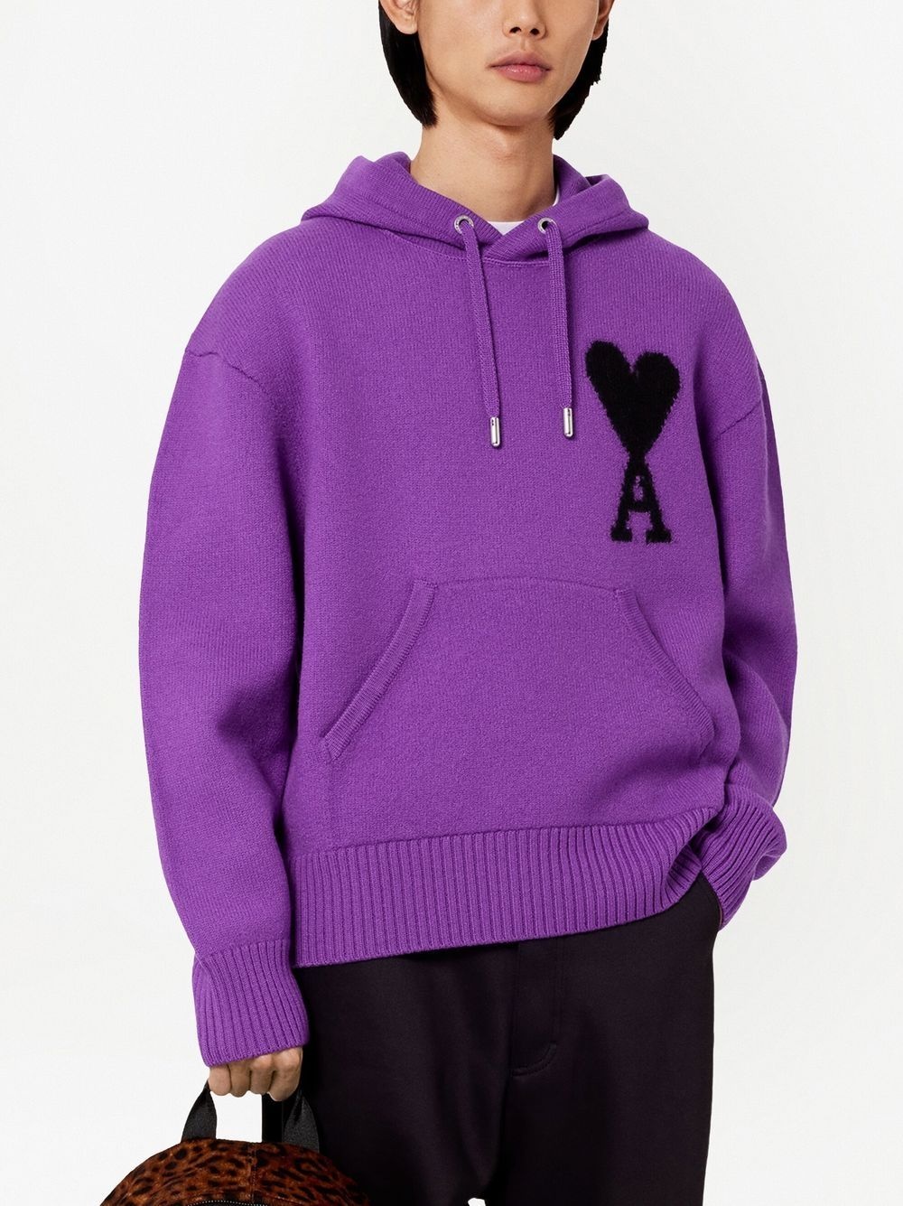 logo-intarsia knit hoodie - 4