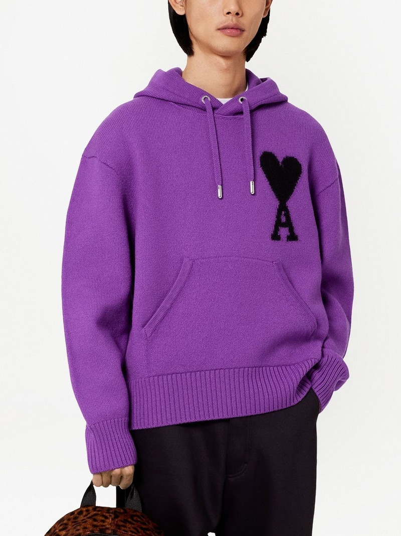 logo-intarsia knit hoodie 4