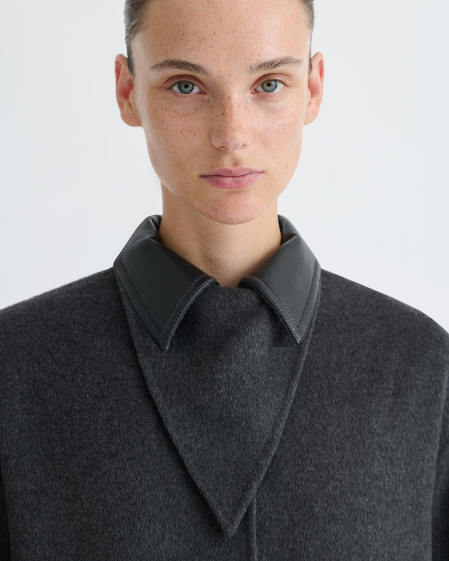 Double Wool/Regen Leather Coat - 4