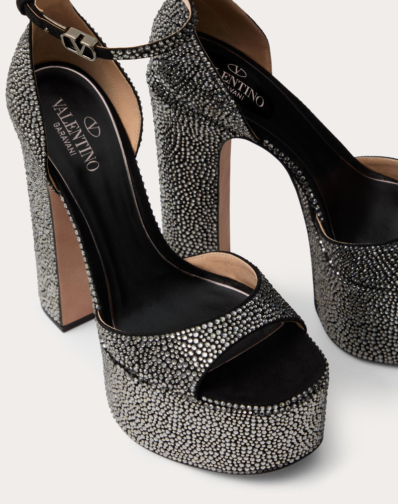 VALENTINO GARAVANI TAN-GO PLATFORM SANDAL WITH RHINESTONES 155MM 4