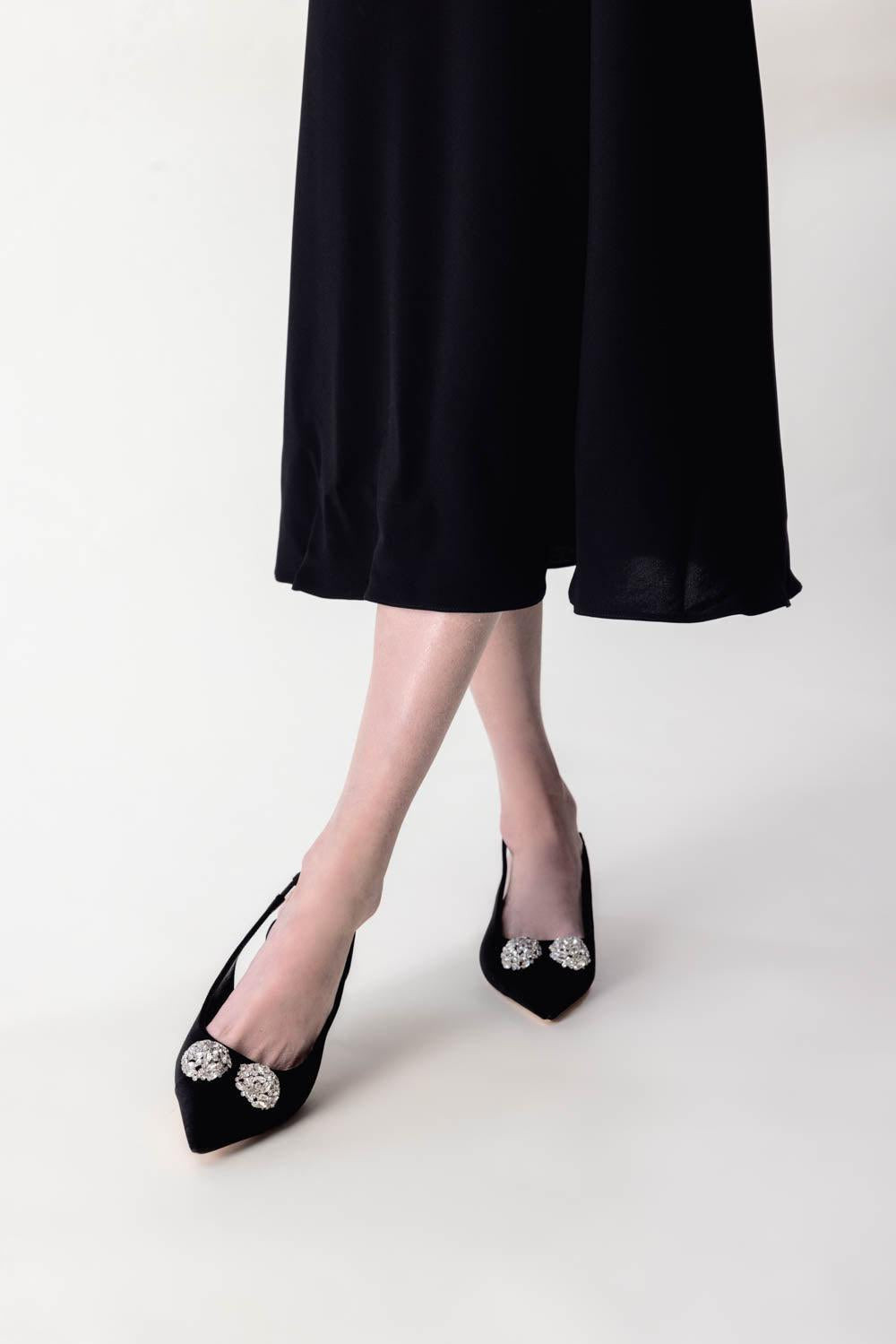 Crystal Embellished Slingback Heels - 4