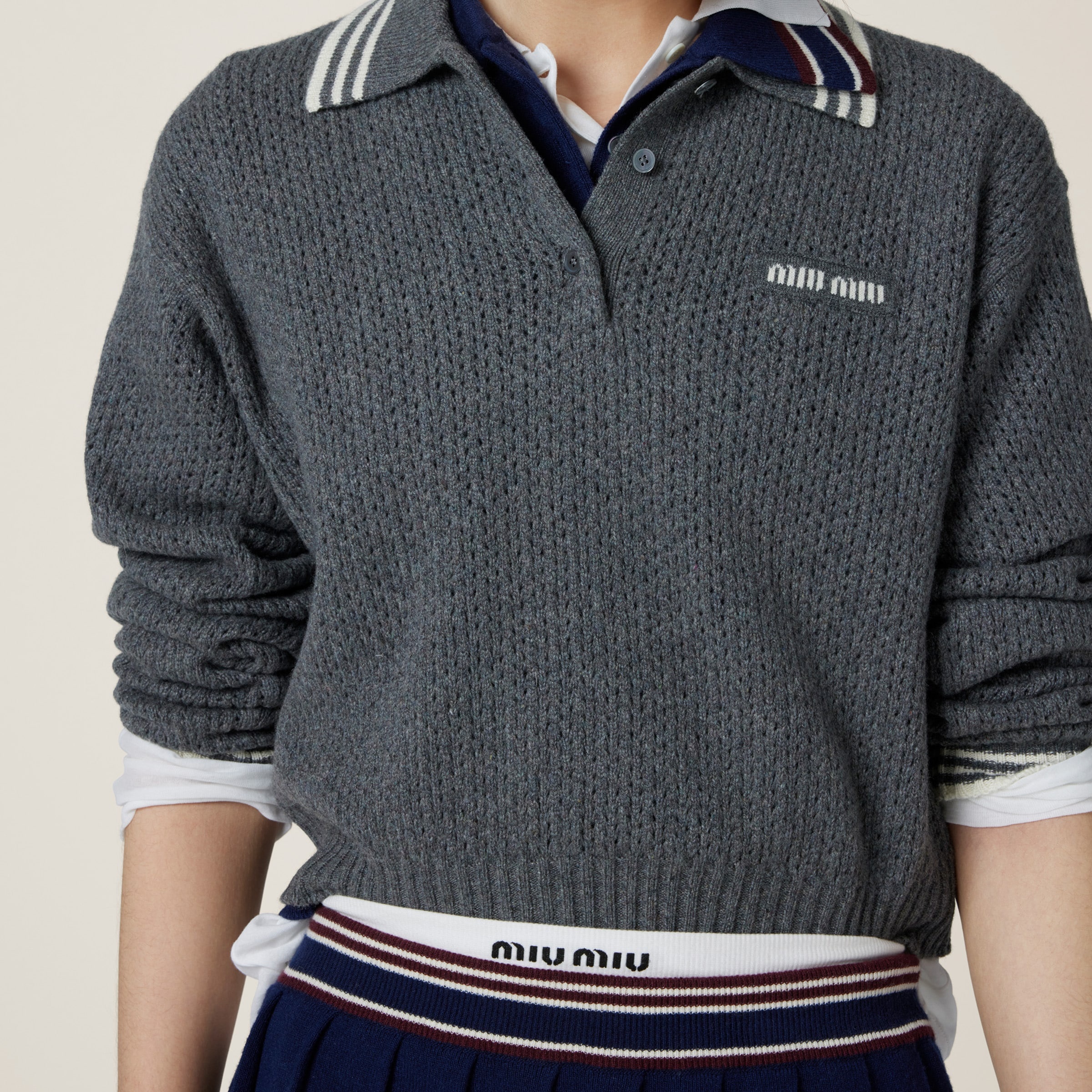 Wool and cashmere polo sweater - 4