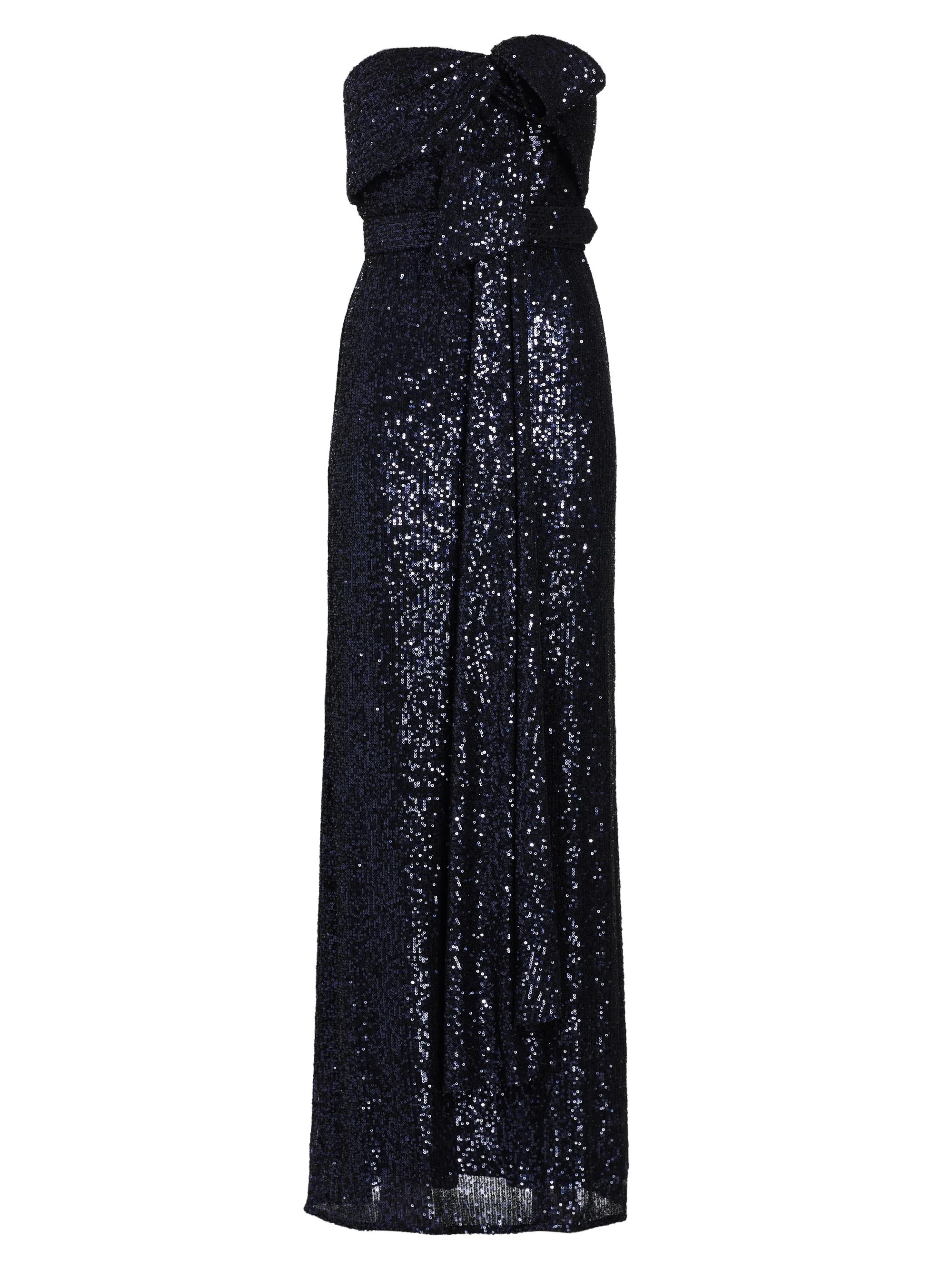 Women's Strapless Sequin Bow Gown - Navy - 1