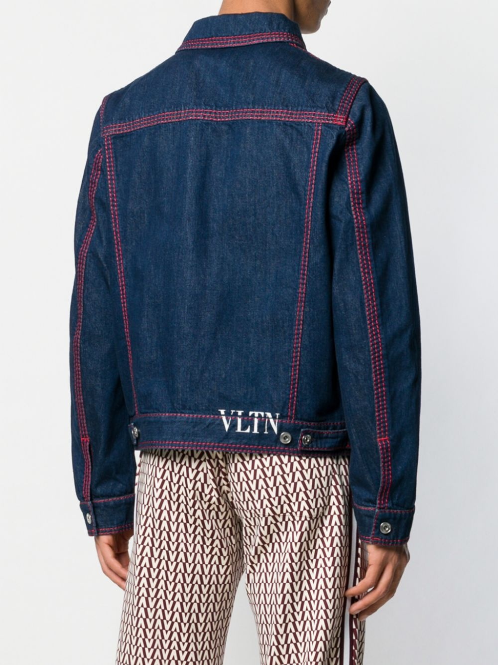 logo print denim jacket - 4