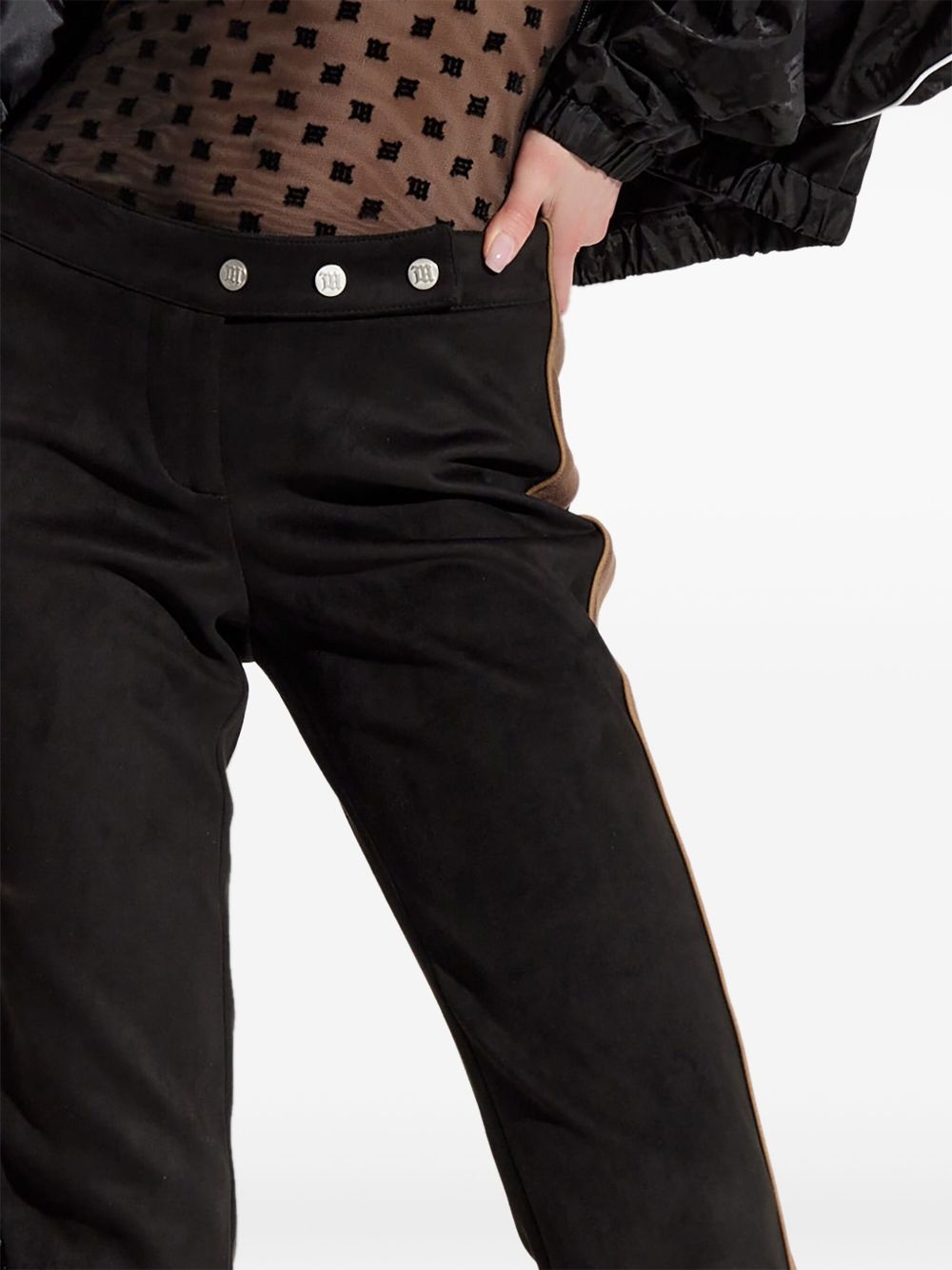 stripe-detail flared trousers - 5