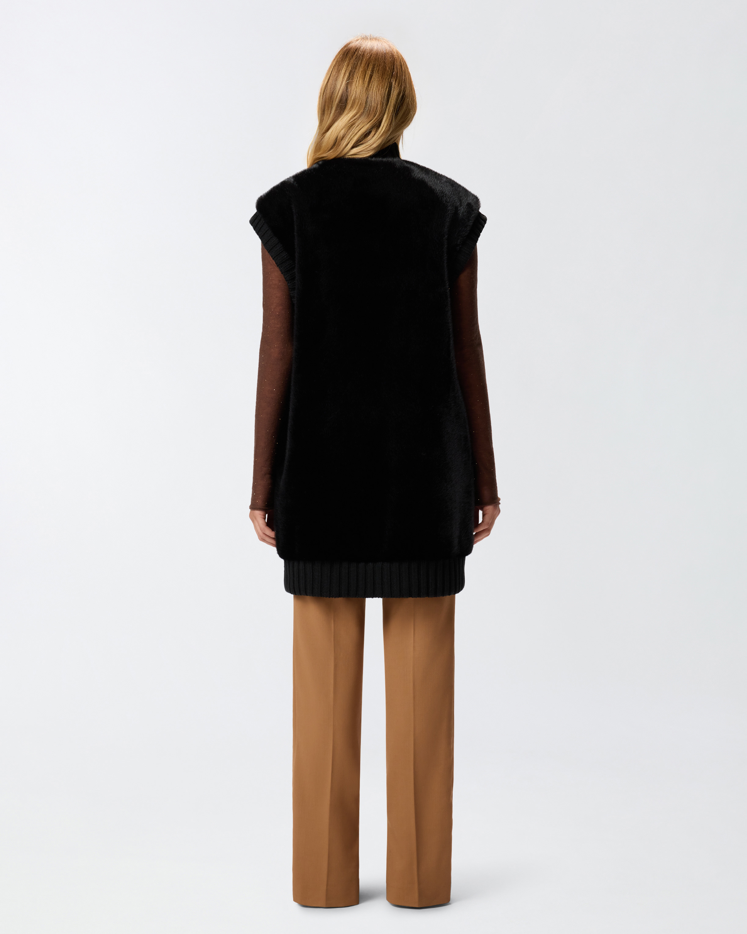LONG FAUX FUR GILET - 4