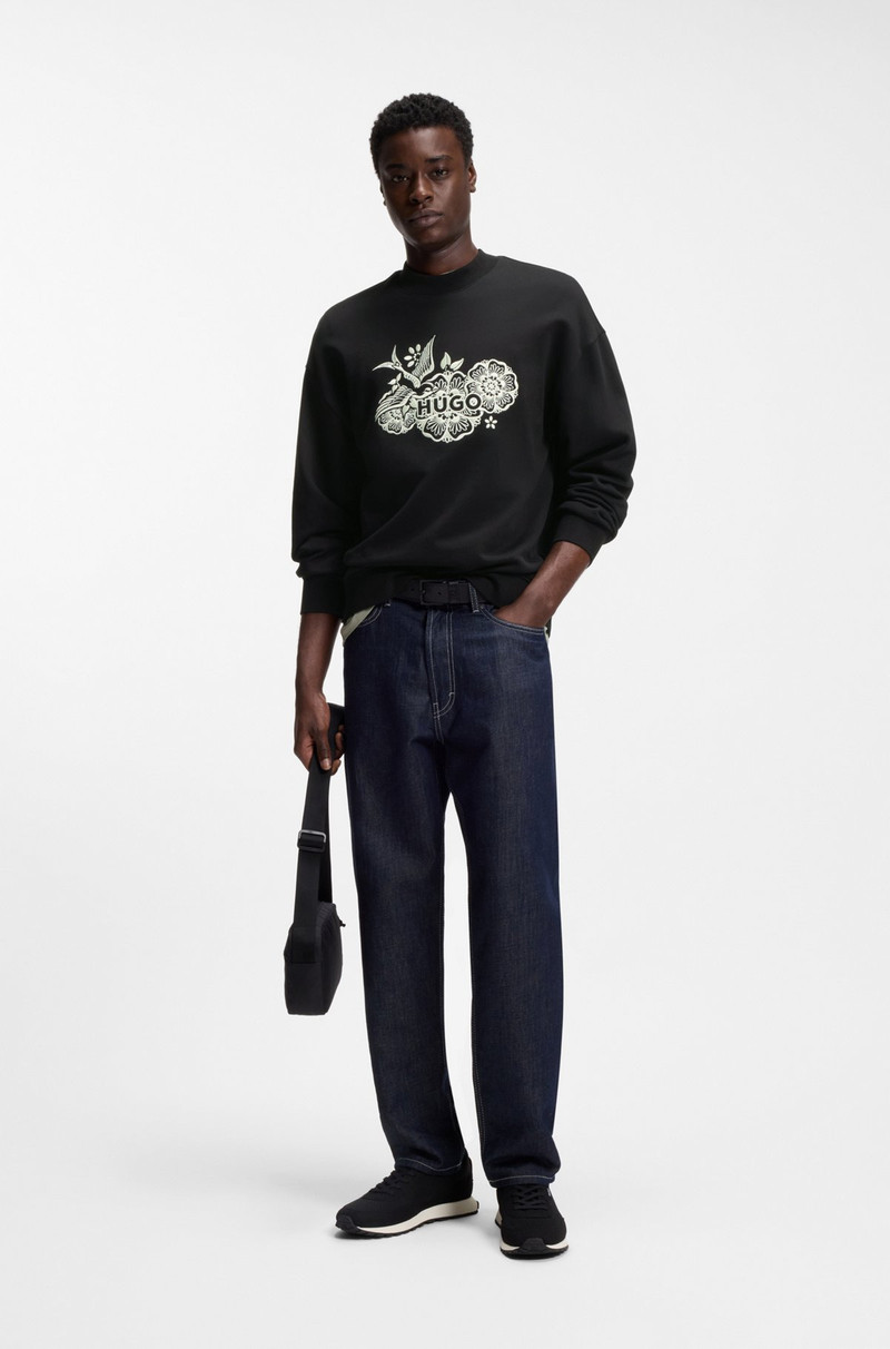 HUGO COTTON-TERRY SWEATSHIRT WITH EMBROIDERED ARTWORK outlook