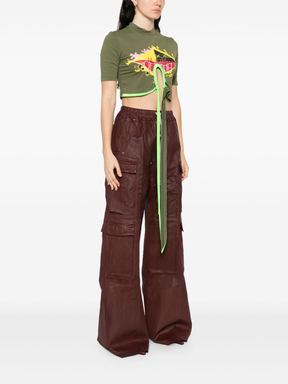 graphic-print tie-front T-shirt - 3