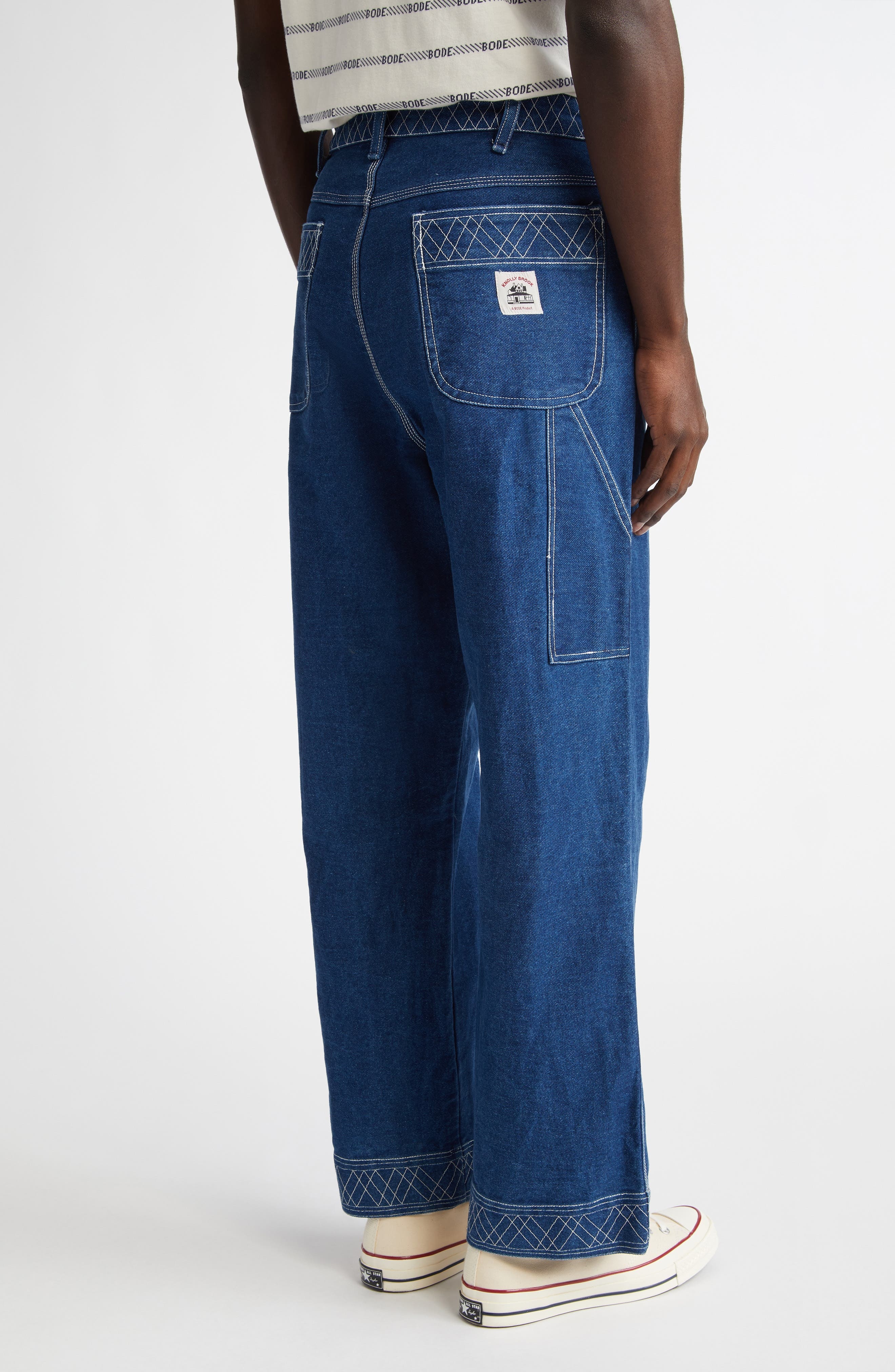 Bode Embroidered Denim Knolly Brook Trousers in Indigo at Nordstrom - 3