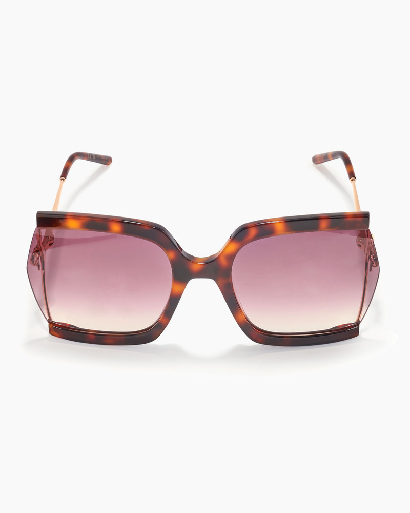 Bow-Embellished Oversized Rectangular Sunglasses 1
