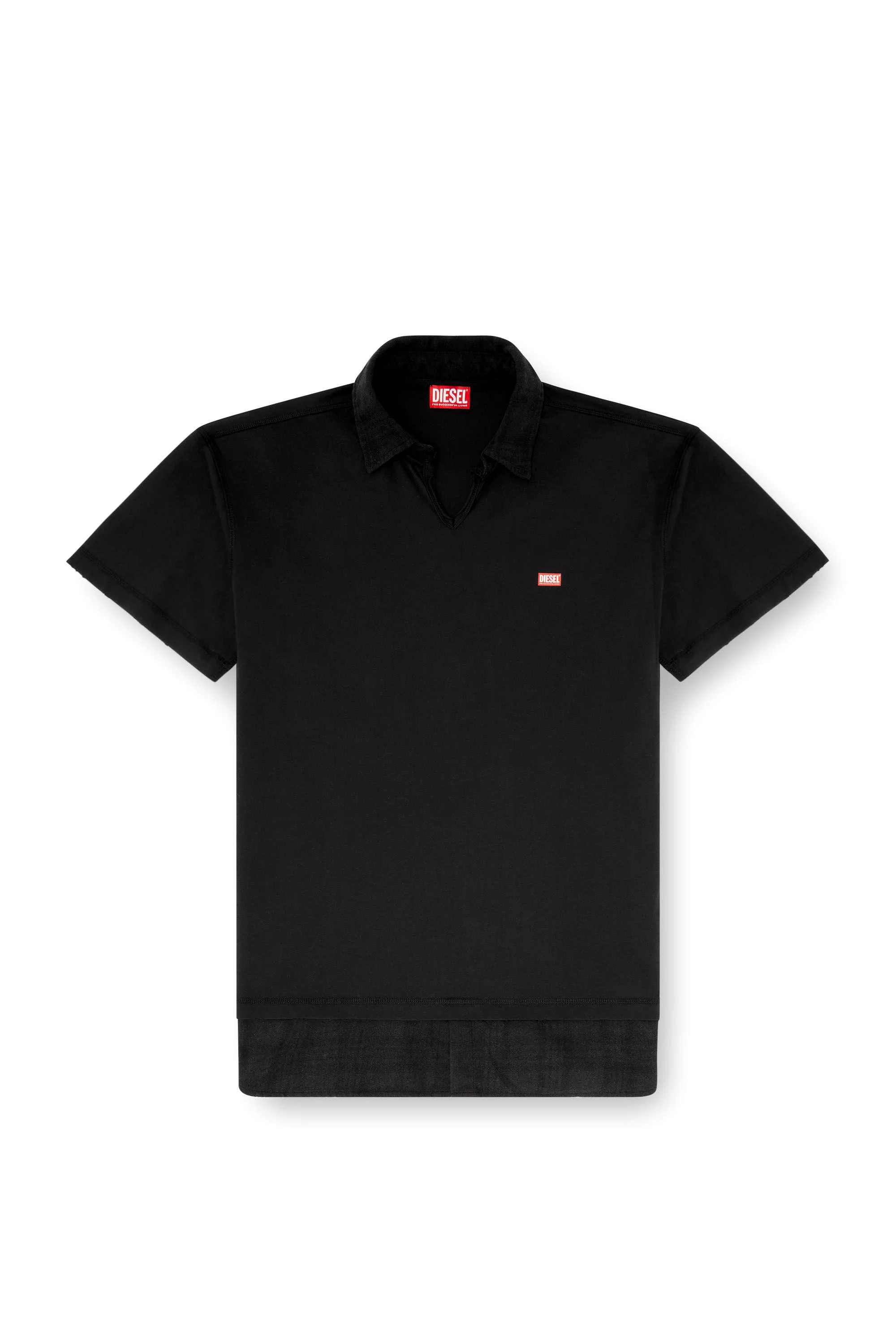 JERSEY POLO SHIRT WITH CHECK FLANNEL TRIMS - 1