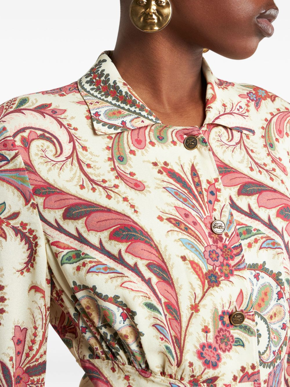 paisley-print shirt midi dress - 4