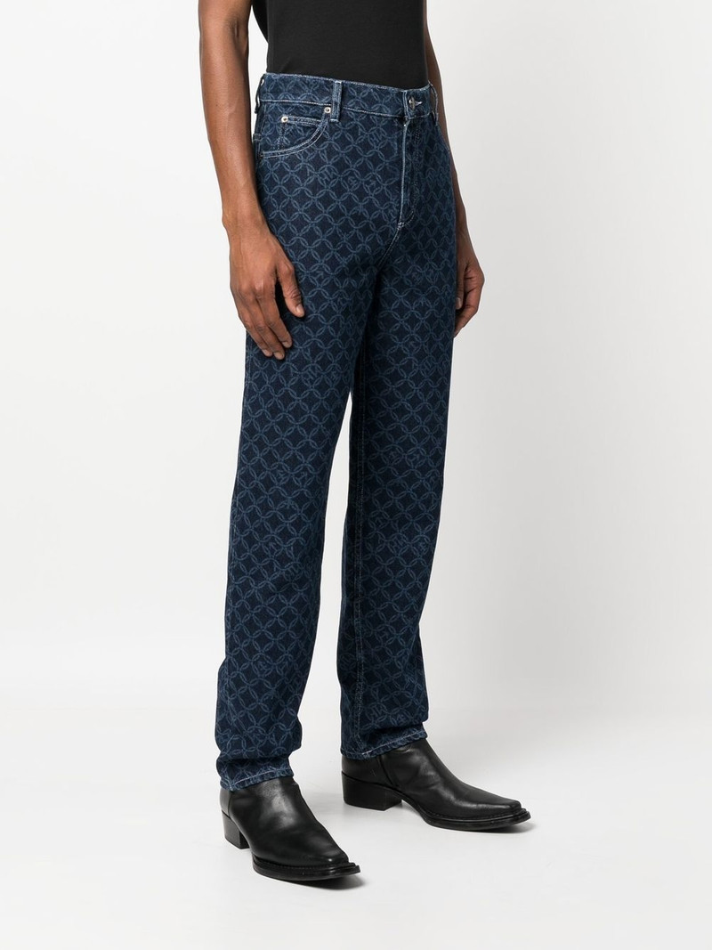 geometric-patterned straight leg jeans 3