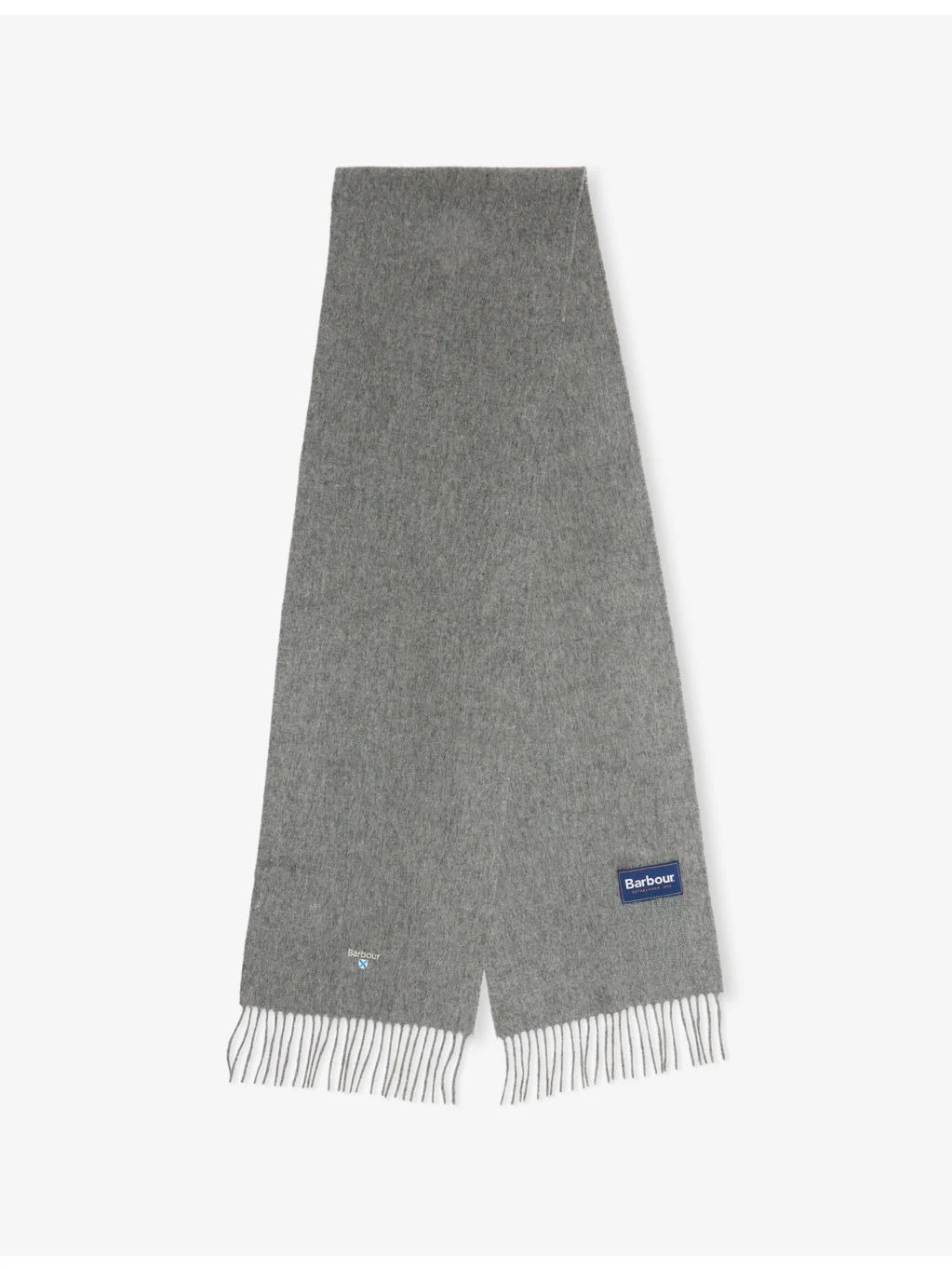 Plain Logo-Embroidered Lambswool Scarf - 1