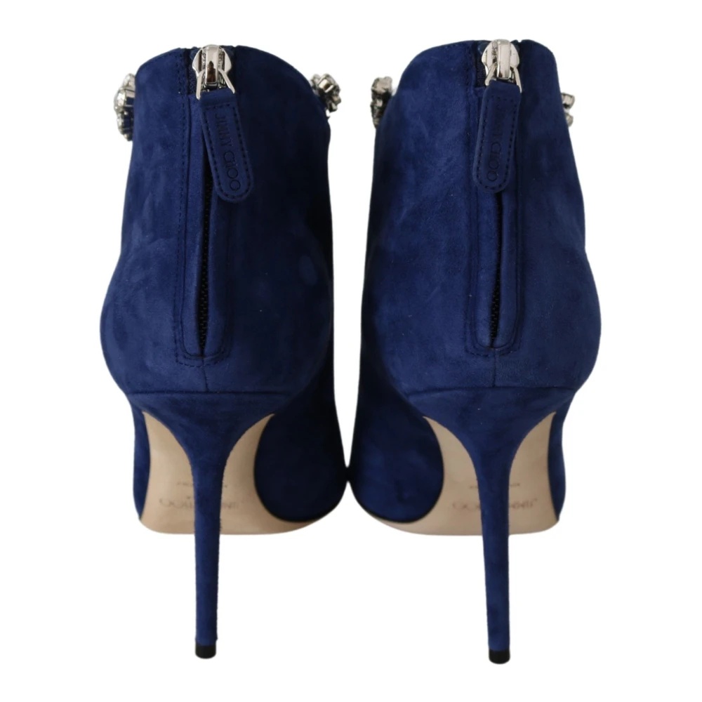 BLUE CRYSTAL STRAP HEELED BOOTS - 5