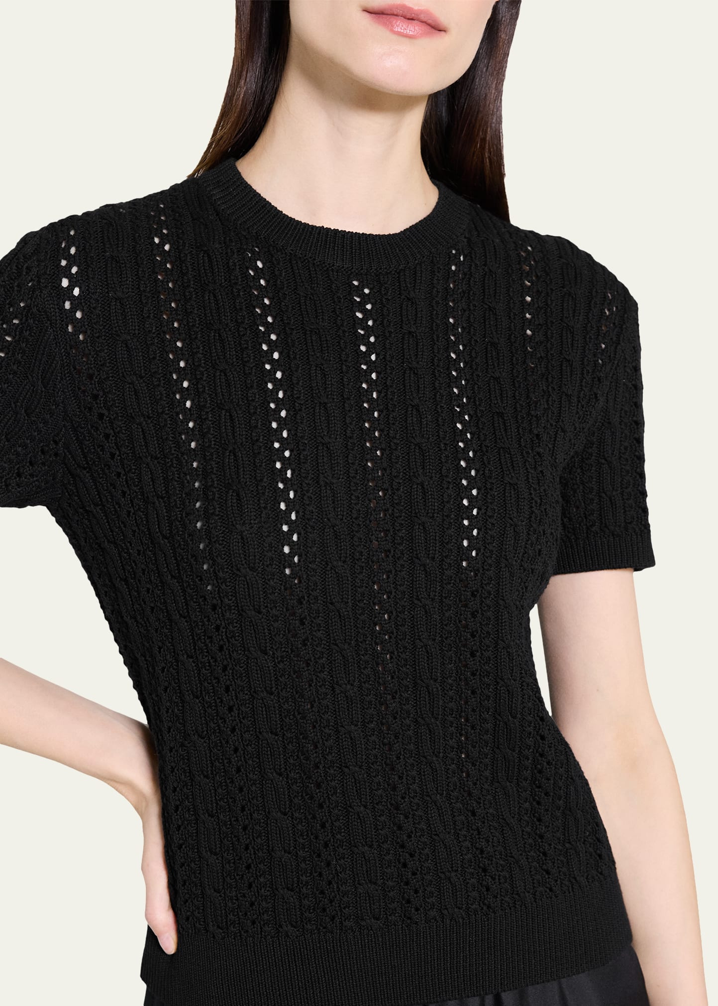 Crewneck Cable-Knit Tee - 5