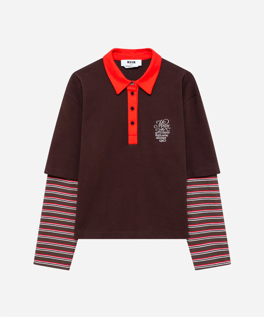 Layered cotton piqué polo - 1
