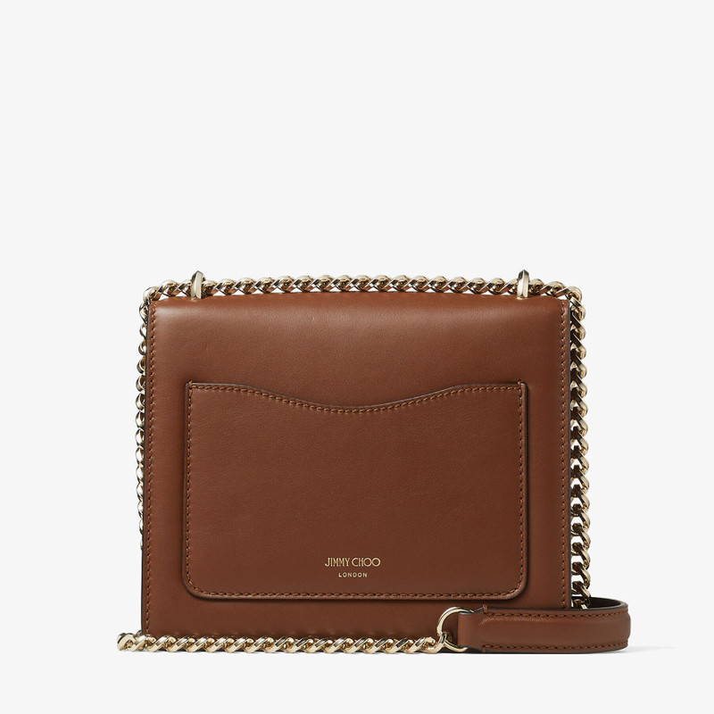 Varenne Quad
Dark Tan Fine Shiny Calf Leather Shoulder Bag with Light Gold JC Bar 7