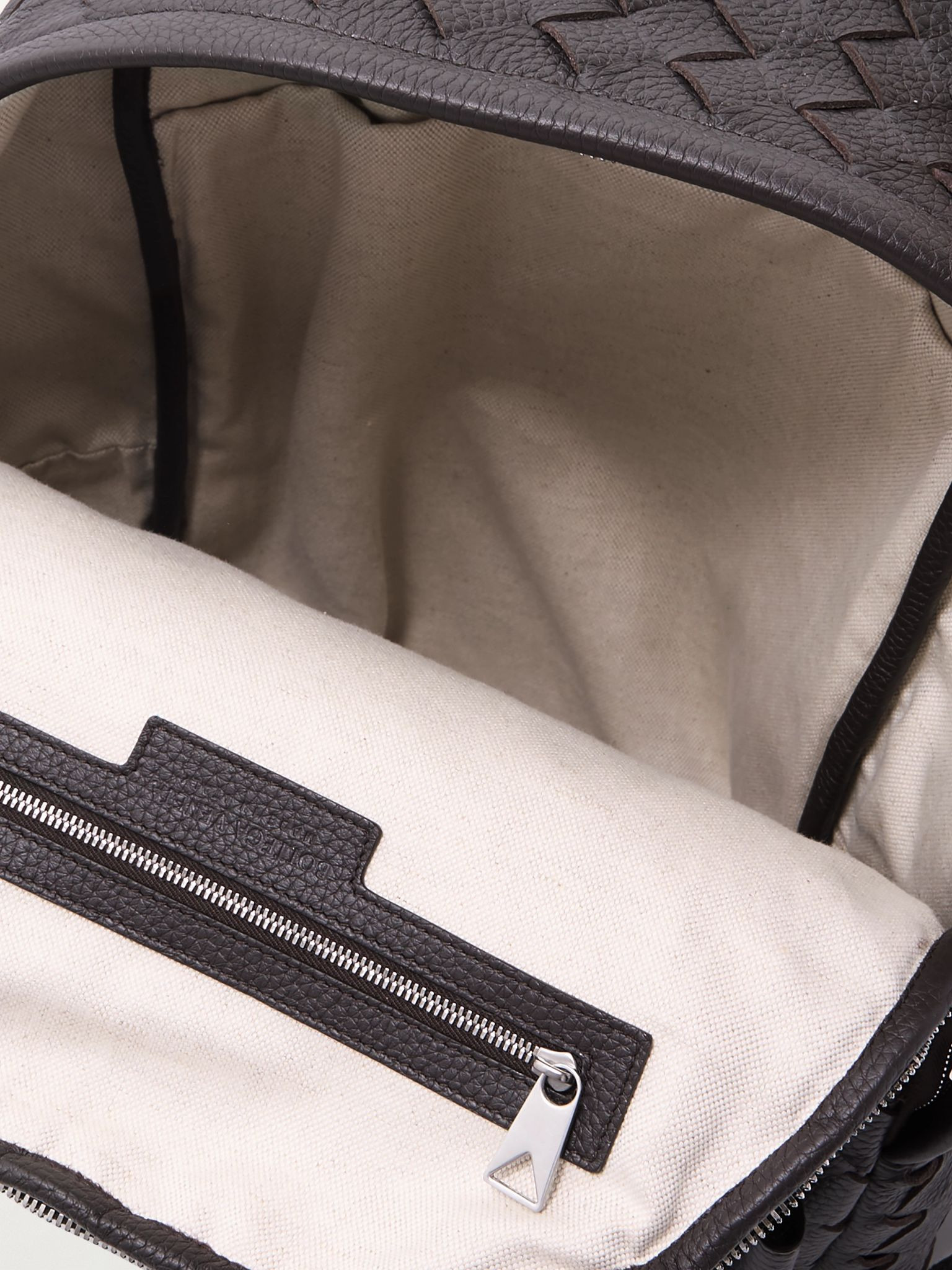 Intrecciato Full-Grain Leather Backpack Brown - 5