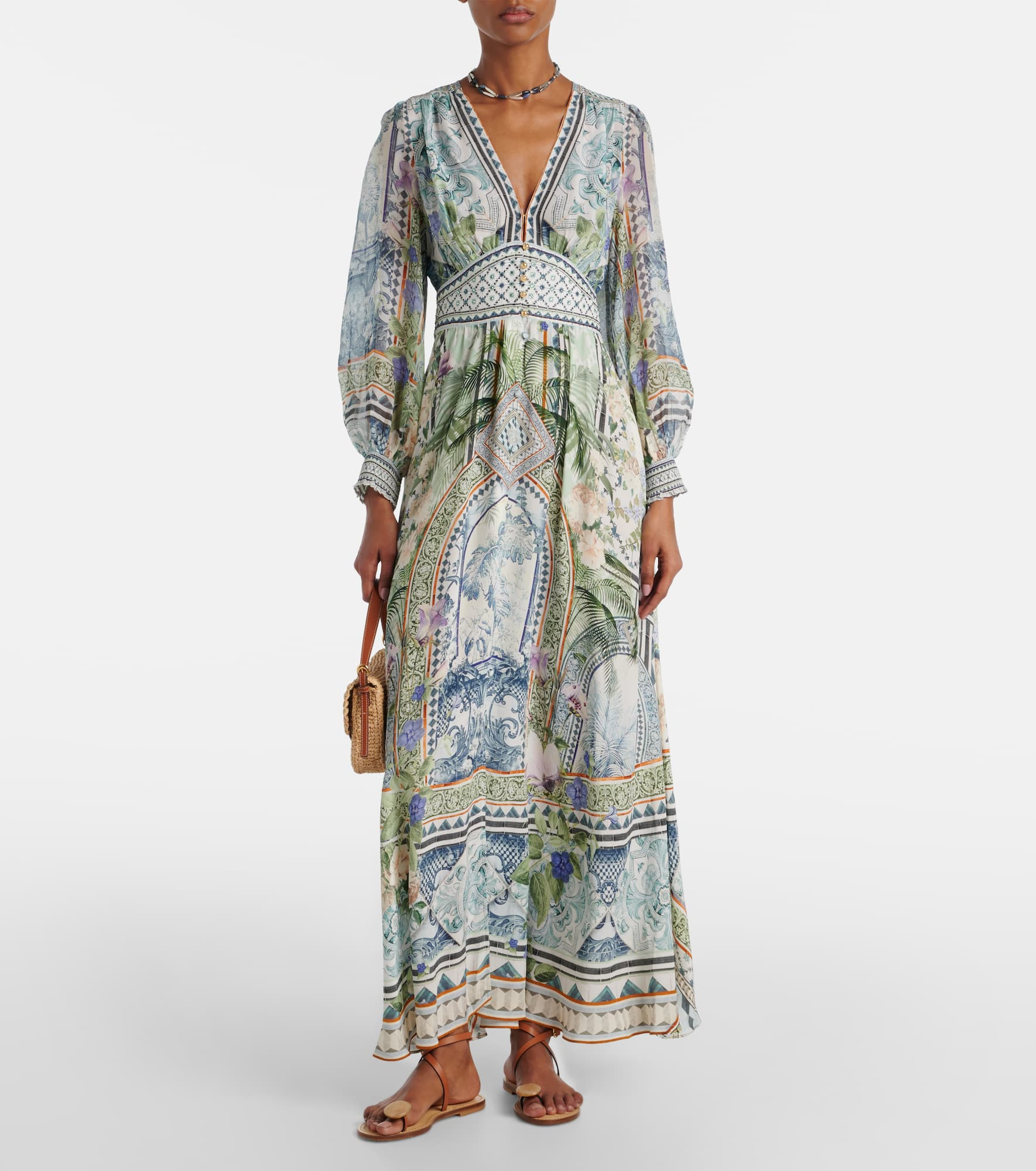 Printed silk crêpe maxi dress - 2