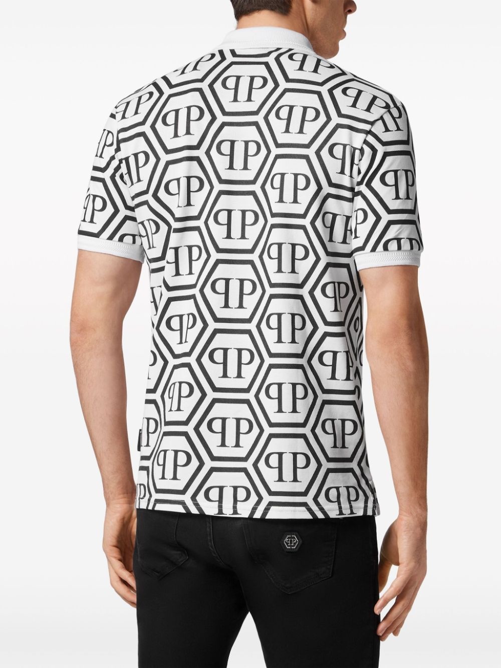 monogram-print cotton polo shirt - 4