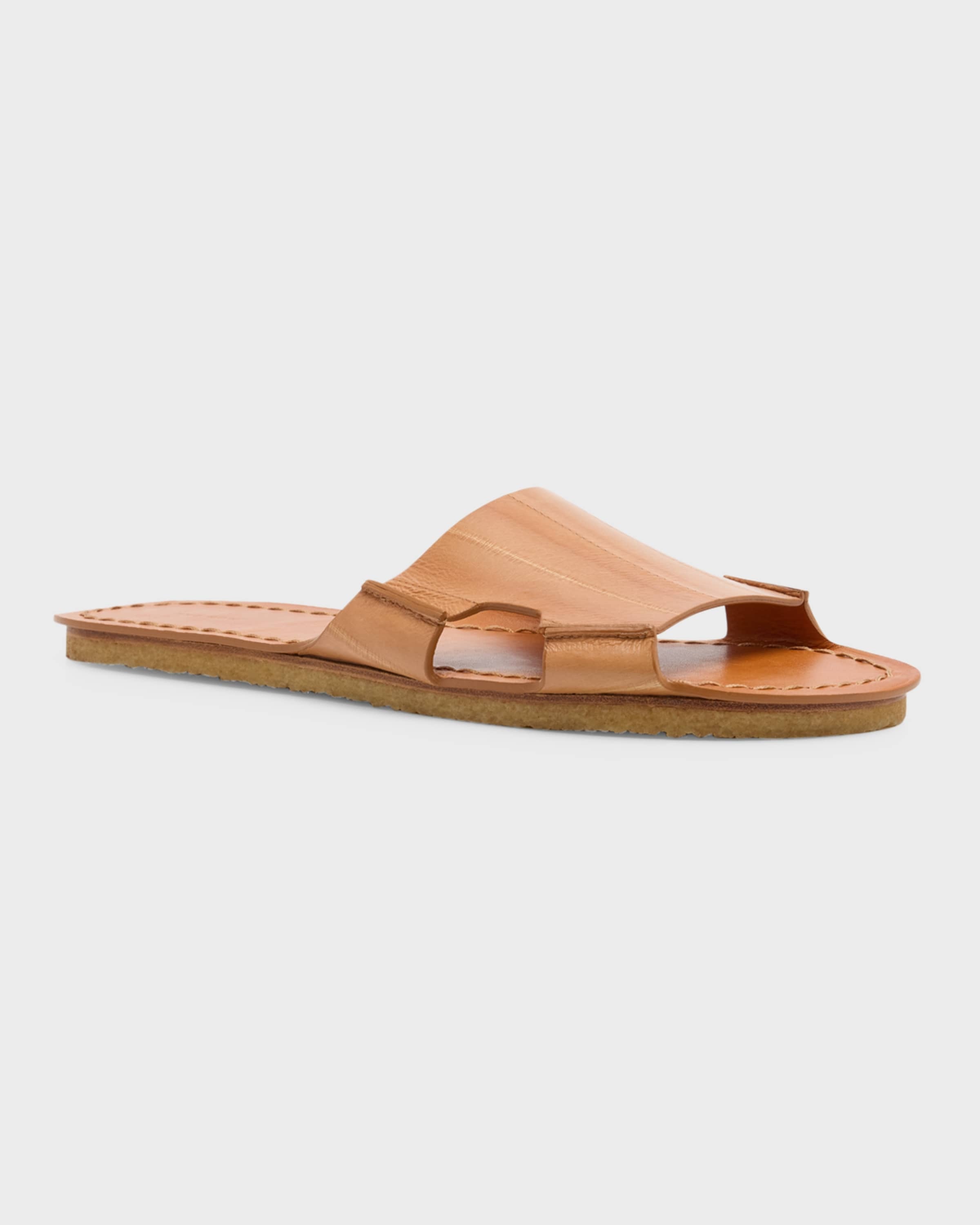 Gene Leather Cutout Flat Sandals - 4