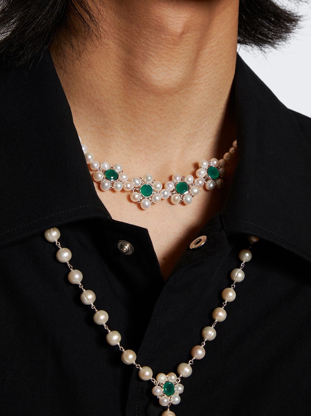 The Four Flower Pearl Necklace White Gold - 2