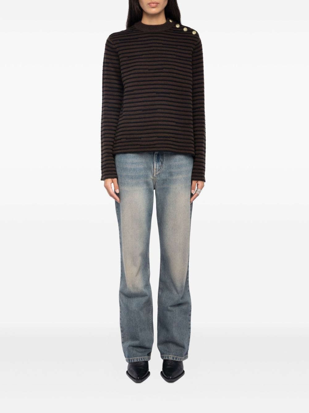striped button-detailed sweater - 2