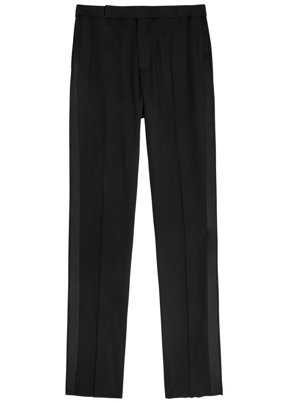 Saint Laurent Satin and Wool Slim-leg Trousers - 1