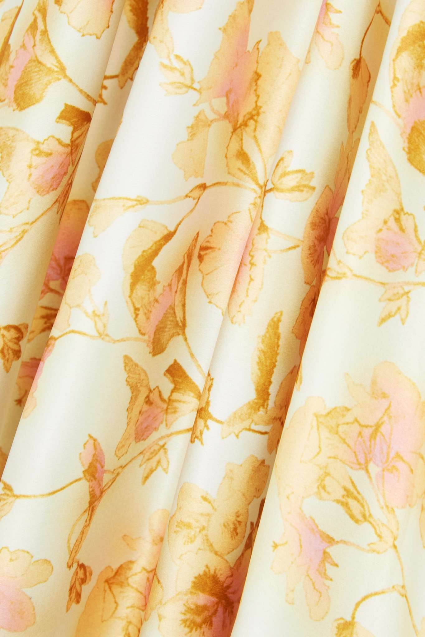 Pleated floral-print satin midi dress - 4