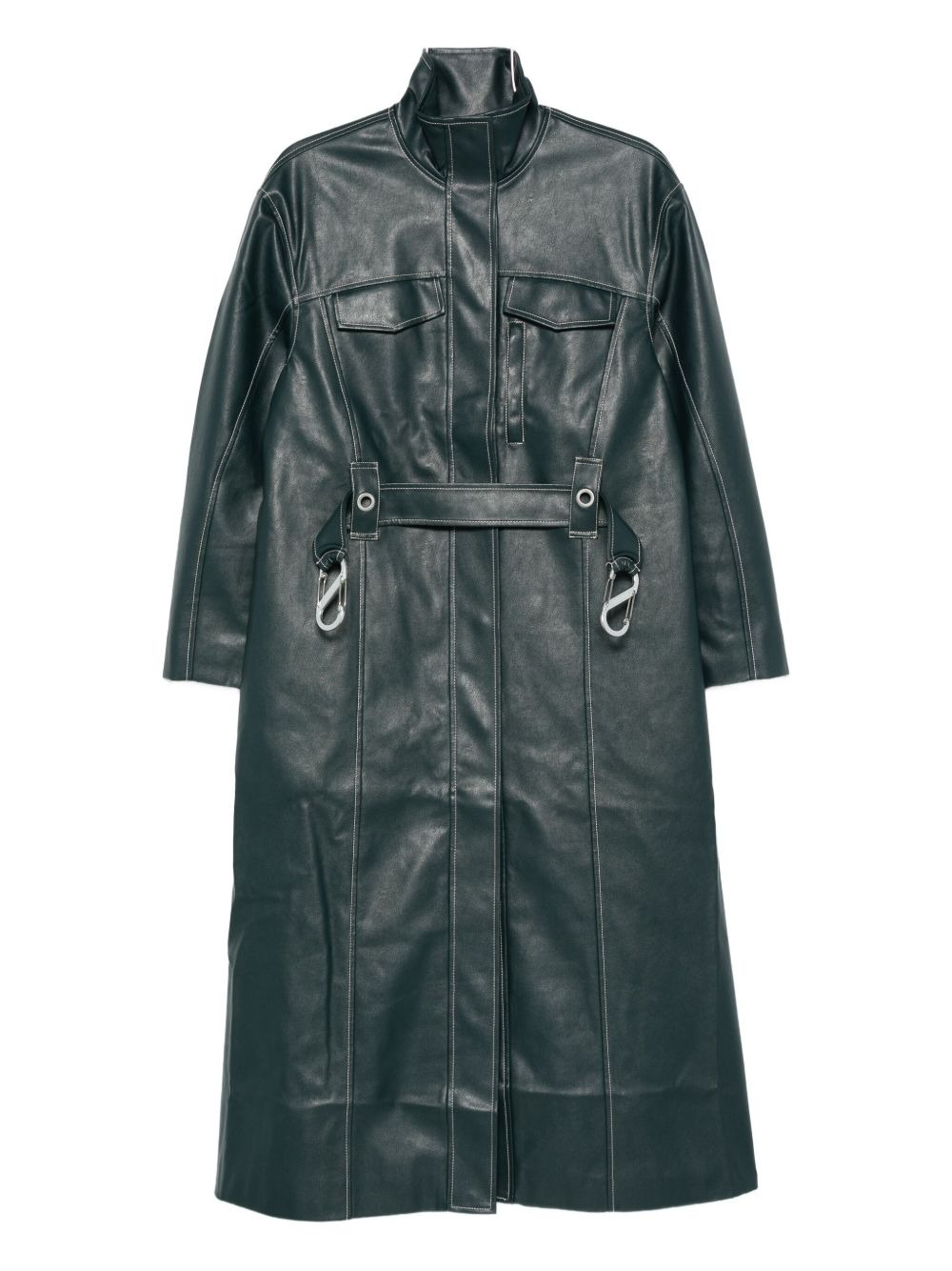 contrast-stitch coat - 1