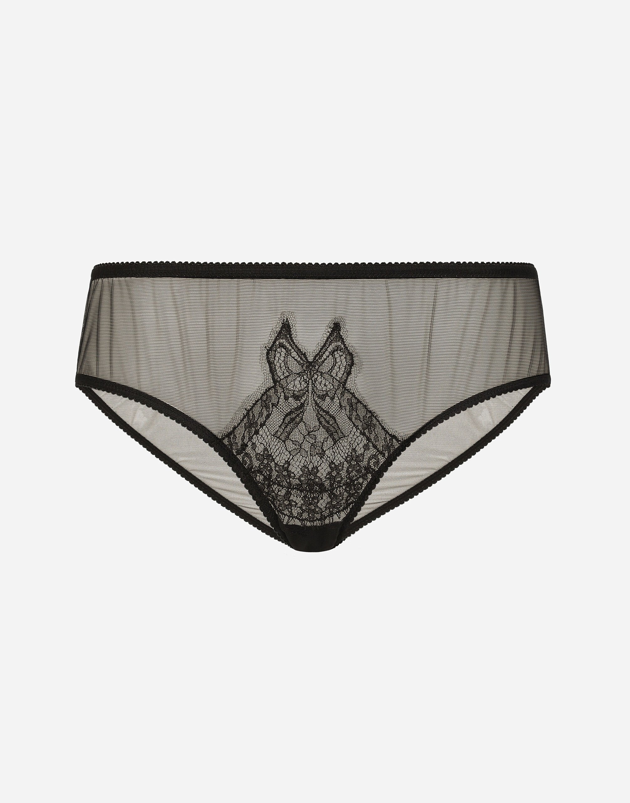 Tulle briefs with lace inlay - 1