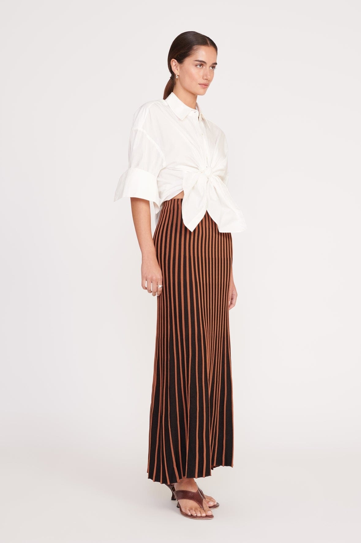 STAUD ALEIDA SKIRT TAN BLACK - 4