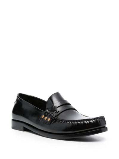 SAINT LAURENT almond-toe leather loafers outlook