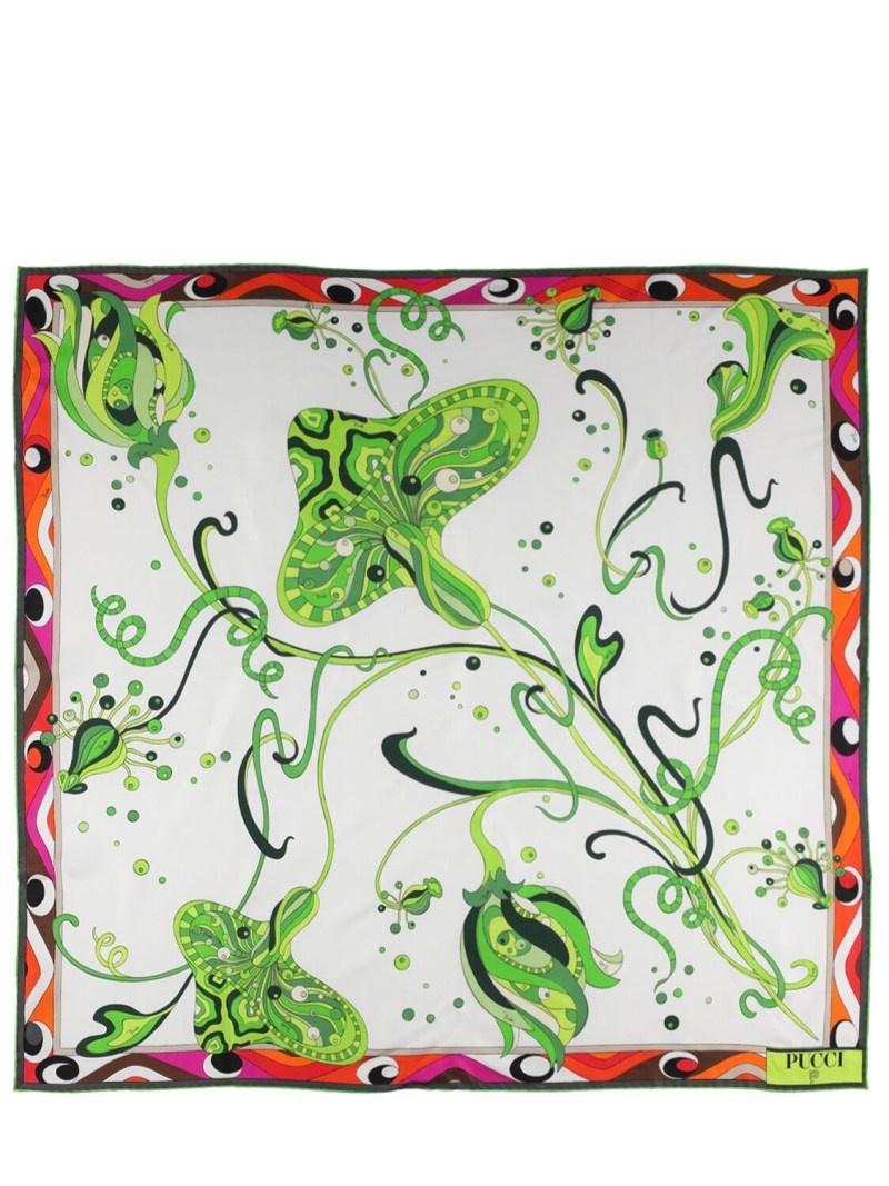 Printed silk twill scarf - 1