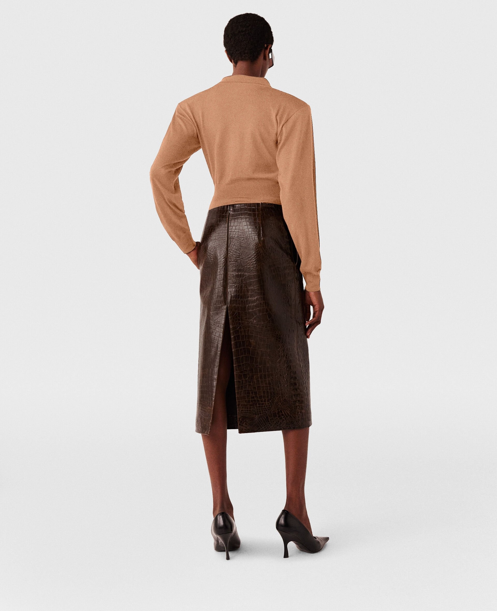 Crocodile Embossed Midi Skirt - 5