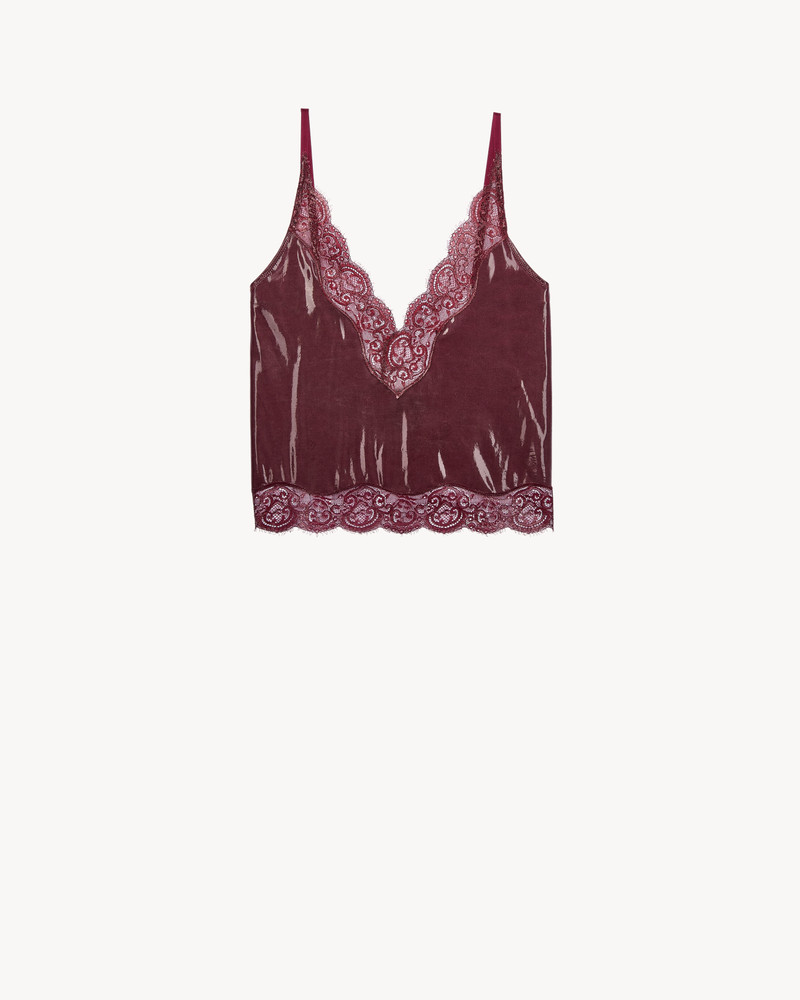 LACED TANK TOP IN SILICONE-COATED SILK JERSEY 1